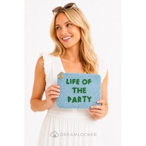 Kate Spade New York x Target Beaded Pouch Life Of The Party Blue Green NWT
